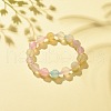 Natural Agate Round Beaded Stretch Bracelet with Glass Seed BJEW-JB08195-02-2