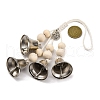 Iron Bell & Alloy Flat Round with Star Pattern Charm Hanging Ornaments HJEW-JM02468-3