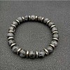 Round Natural Labradorite Beaded Stretch Bracelets for Women Men MY8494-3-1