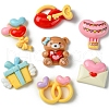 7Pcs 7 Styles Ring/Box/Lock/Envelope/Bear/Balloon/Hot Air Balloon Valentine's Day Theme Opaque Resin Decoden Cabochons RESI-FS0001-69-3