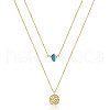 Fashionable Retro Alloy & Synthetic Turquoise Chip Disc Pendant Necklaces FS-WG087D1-05-2