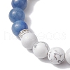 Natural Howlite & Blue Aventurine(Dyed & Heated) Round Beaded Stretch Bracelets BJEW-TA00528-02-3