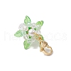 Glass & Acrylic & Shell Pearl Flower Pendant Decorations HJEW-MZ00209-04-4