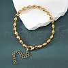 Ion Plating(IP) 304 Stainless Steel Oval Ball Chain Bracelets for Women BJEW-C046-01G-1