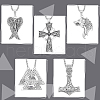 ANATTASOUL 7Pcs 7 Style Arrow & Wolf & Cross & Axe & Wing Stainless Steel Pendant Necklaces Set NJEW-AN0001-44-6