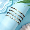 4pcs Natural Coconut & Natural Cultured Freshwater Pearl Braided Bead Bracelets for Women BJEW-JB11659-2
