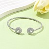 Oval Brass Micro Pave Cubic Zirconia Cuff Bangles & Rings Sets for Women SJEW-R002-03P-01-3