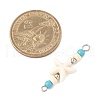 Dyed Synthetic Turquoise Starfish Rondelle Round Beaded Connector Charms PALLOY-JF04015-02-2