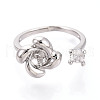 Windmill Brass Micro Pave Clear Cubic Zirconia Cuff Ring Settings KK-T076-36G-2