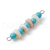 Synthetic Turquoise Round & Natural Freshwater Shell Disc Beaded Connector Charms PALLOY-JF03987-01-4