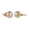 Natural Pearl Rondelle Stud Earrings EJEW-JE04585-04-3