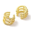 Brass Micro Pave Clear Cubic Zirconia Cuff Earrings for Women EJEW-I305-11G-2