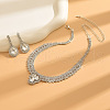 Teardrop Alloy Crystal Rhinestone Pendant Necklaces & Stud Earrings Sets FS-WG3BBCC-01-2