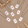 SUPERFINDINGS 8Pcs Heart Playing Card Stainless Steel Enamel Pendant Necklaces NJEW-FH0001-11B-4