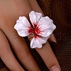 Flower Alloy Enamel Adjustable Open Cuff Rings for Women FS-WG454BA-01-2