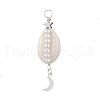 3Pcs 3 Styles Natural Cowrie Shell  Copper Wire Wrapped Glass Pearl Pendants PALLOY-JF03504-3