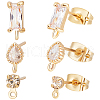 Beebeecraft 30Pcs 3 Style Brass Cubic Zirconia Stud Earring Findings KK-BBC0012-68-1