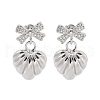 Bowknot Brass Micro Pave Clear Cubic Zirconia Dangle Stud Earrings for Women EJEW-U057-03P-4