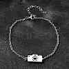 201 Stainless Steel Camera with Heart Link Bracelets BJEW-B128-04P-1