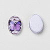 Purple Butterfly Pattern Printed Tempered Glass Dome Flat Back Cabochons X-GGLA-R188-1-2