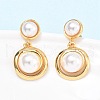 Flat Round 304 Stainless Steel Dangle Stud Earrings EJEW-C142-08G-2