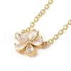 Rack Plating Brass Cubic Zirconia Flower Pendant Necklaces NJEW-H168-04G-2