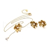 304 Stainless Steel Pendant Necklaces & Stud Earring Set for Women SJEW-C007-01B-G-4