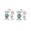 Synthetic Turquoise & Alloy Pendants PALLOY-H146-01AS-R-1