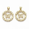 Brass Micro Pave Clear Cubic Zirconia Pendants ZIRC-S067-198-NF-1