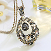 Teardrop Alloy Gray Glass Pendant Long Necklaces for Women FS-WGBF360-01-3