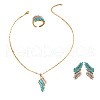 Leaf Resin Pendant Necklaces & Stud Earrings & Cuff Rings Sets for Women FS-WG0A225-01-5