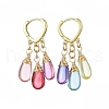 Gradient Color Baking Paint Transparent Glass Dangle Hoop Earrings EJEW-JE06360-2