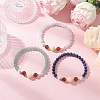 3Pcs Shell Pearl Bead & Natural Carnelian & Dyed White Jade & Dyed Lapis Lazuli & Green Aventurine & Yellow Jade Beaded Stretch Bracelets for Women BJEW-JB11938-1