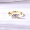 Rectangle Elegant S925 Sterling Silver Pave Clear Cubic Zirconia Ring for Women RW4917-1-3