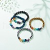 Natural & Synthetic Gemstone Chips Stretch Bracelet with Alloy Cross BJEW-JB08583-2