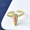 Brass Enamel Open Cuff Rings for Women RJEW-F179-08G-03-4