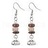 Natural Coconut Bodhi & Alloy Dangle Earrings EJEW-JE06173-01-1