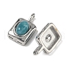 304 Stainless Steel Pave Dyed Natural White Jade Rectangle with Oval Charms STAS-L022-516P-05-2