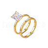 925 Sterling Silver Pave Cubic Zirconia Finger Rings for Couple AG7275-4-2