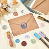 Brass Wax Seal Stamps with Wood Handle AJEW-WH0412-0229-4