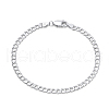 Rhodium Plated 925 Sterling Silver Curb Chain Bracelets BJEW-I314-007B-P-1