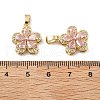 Flower Brass Micro Pave Cubic Zirconia Pendants KK-M325-13C-G-3