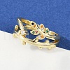 Brass Micro Pave Cubic Zirconia Cuff Rings for Women RJEW-S400-08G-2