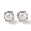 Sterling Silver Stud Earrings EJEW-C087-09D-P-1