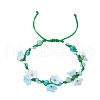 Flower Natural Hemimorphite Braided Bracelets for Women BJEW-TA00625-02-2
