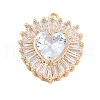 Brass Micro Pave Cubic Zirconia with Glass Pendants KK-Q026-20G-1