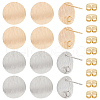 BENECREAT 12Pcs 2 Colors Flat Round Brass Ear Stud Findings KK-BC0012-28-1