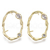 Brass Micro Pave Clear Cubic Zirconia Stud Earring Findings KK-R130-038-NF-1
