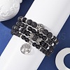 4Pcs 4 Style Natural Black Onyx & Lava Rock Beaded Stretch Bracelets Set BJEW-JB09672-2