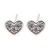 925 Sterling Silver Clear Cubic Zirconia Heart Stud Earrings EJEW-Q030-02P-2